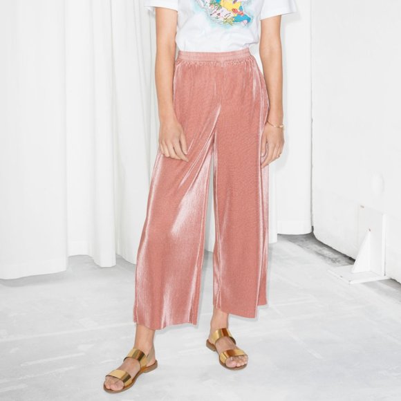 & Other Stories Pants - & other stories metallic pleated pants